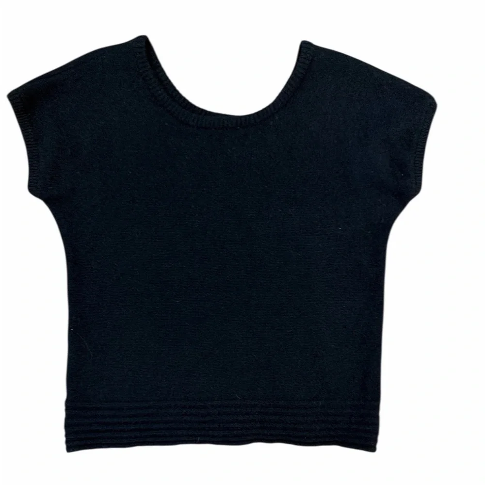 Vintage Alberoy Lambswool Short Sleeve Crewneck Sweater Black Size Medium